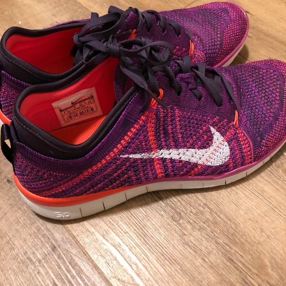 Nike Womens Free TR Flyknit Purple & Orange SZ 7.5